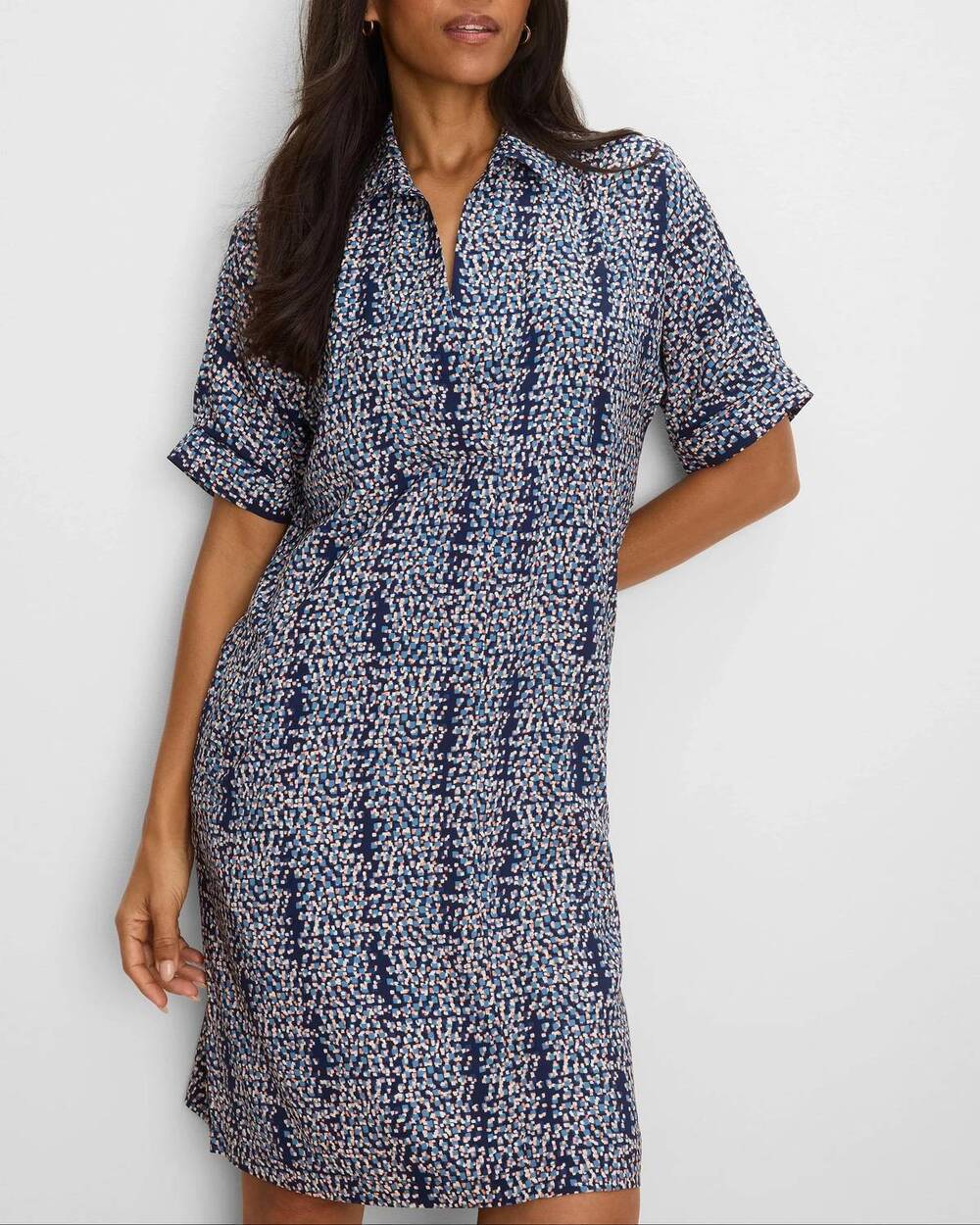 NEW NIC + ZOE block party devon dress in indigo multi